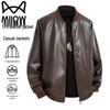 MiiOW Men's Stand Collar PU Leather Jacket