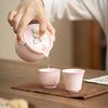 Tasse à thé faite à la main fleur rose Théière Ensemble Kung Fu Théière en céramique Ensemble de tasses à thé Ensemble de thé chinois portable