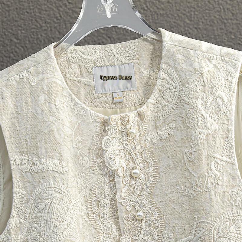 Women's Elegant Linen Blend Embroidered Vest