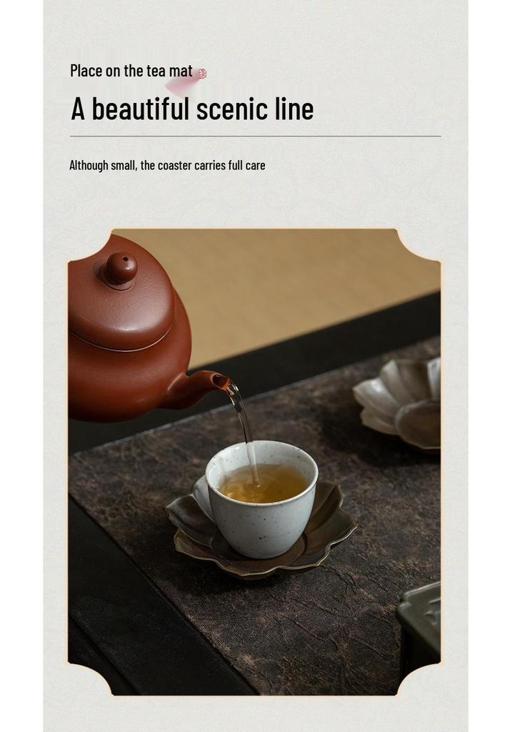 Japanese Antique Tin Tea Cup Coaster: Non-slip Retro Mat for Tea Ceremony Accessories