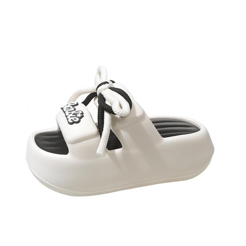 Thick-soled Flip-flops Women's Shoes Summer Lace-up Big Brand Shoes with A Poop Feel Beach Flip-flops