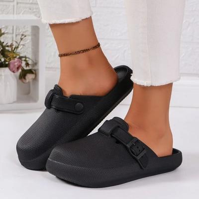 2024 New Women's Shoes Closed Toe Women's Slippers Summer Simple Solid Outdoor Casual Beach Comfortable Large Size Slippers