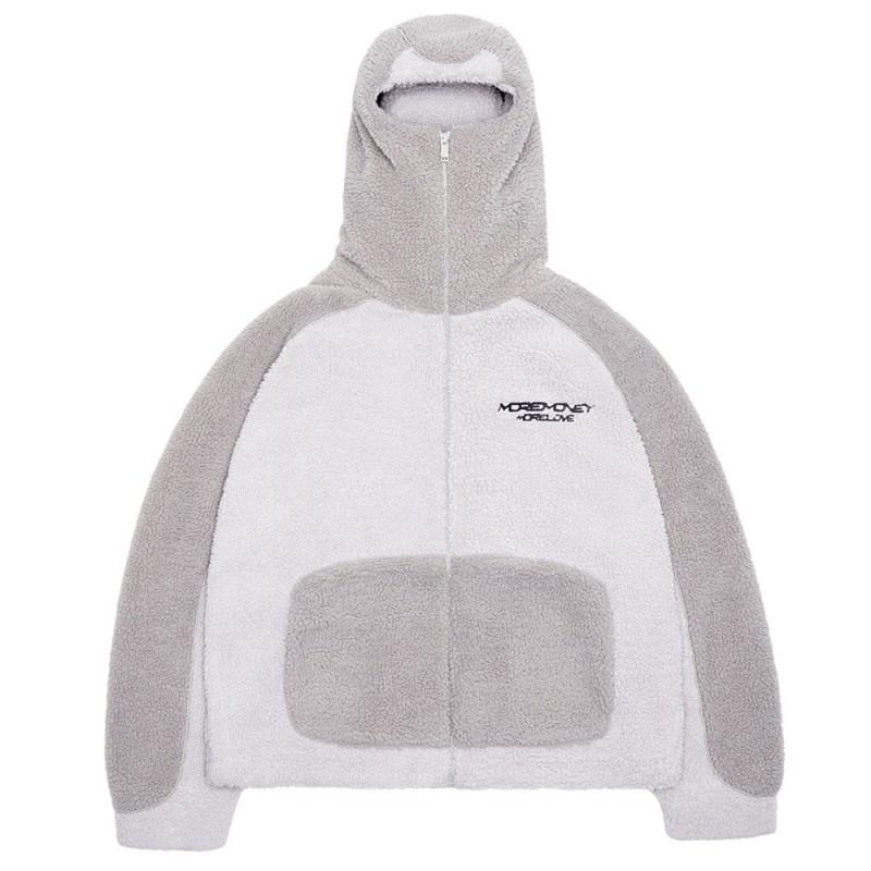 Unisex lielizmēra ar kapuci rāvējslēdzēju flīsa
