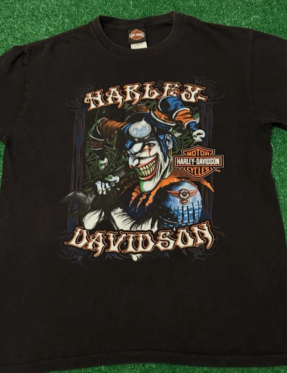 Vintage 90s Y2K Harley Davidson Joker Clown Biker 2013 VTG Shirt Mens Size Large 3XL