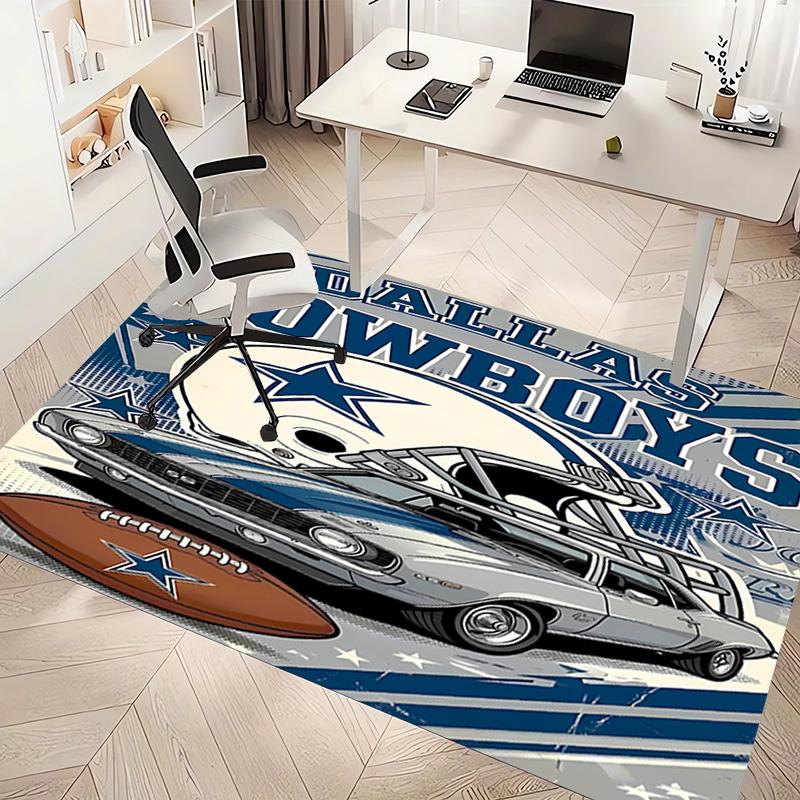 1pc Dallas Cowboys Print Area Rug - Soft, Washable Non-Slip Indoor Mat, Living Room, Home Office Decorative Rug,Office Decorative
