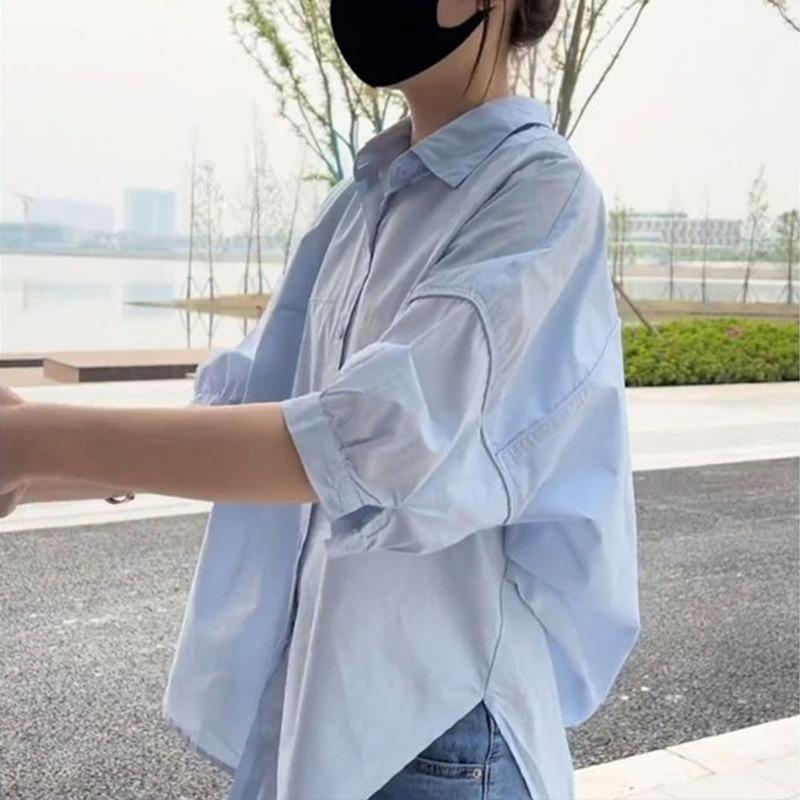 Women Loose Solid Half Sleeve Casual Blouse Shirt For Daily Commute