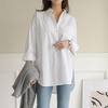2024 Autumn Women's Solid Color Long Sleeve Irregular Lapel Shirt