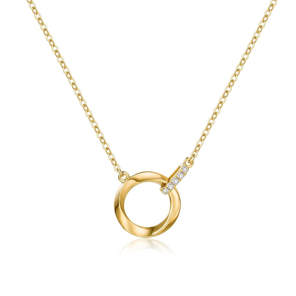 FANCIME Diamond Necklace for 18K Yellow Gold with 18K Gold Perfect for and Gift Wrapping Included Women, Lab-Grown Diamonds, Circle, Round, Pendant,