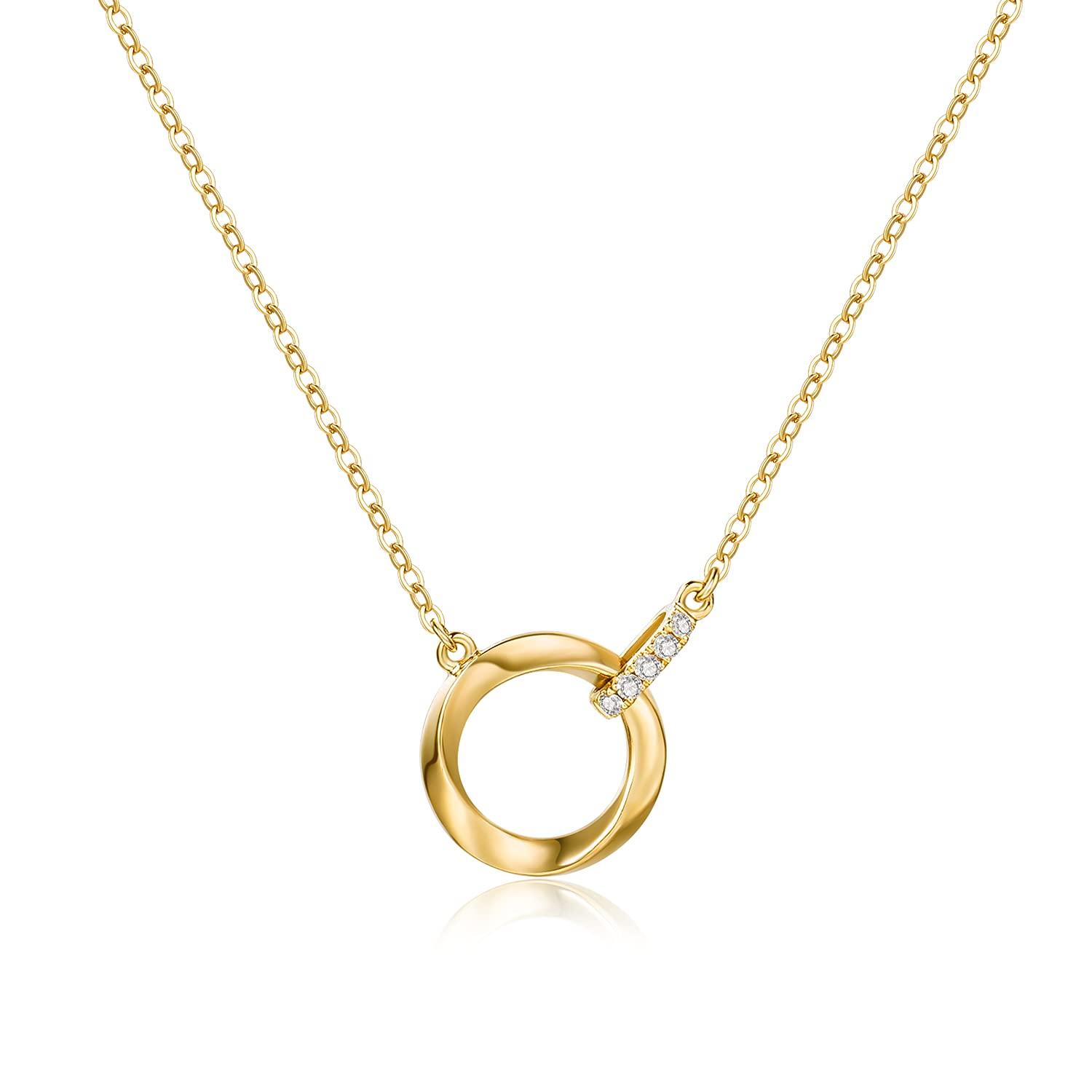 

FANCIME Diamond Necklace for 18K Yellow Gold with 18K Gold Perfect for and Gift Wrapping Included Women, Lab-Grown Diamonds, Circle, Round, Pendant,