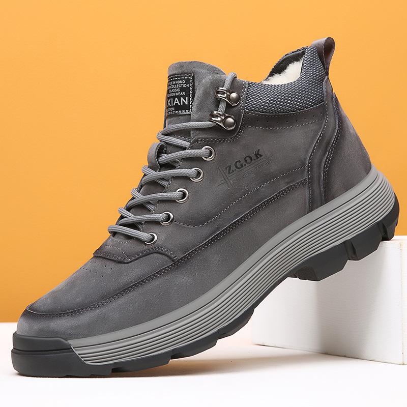 

Мужские ботинки 2024 Новая мужская модная обувь Мужские удобные уличные осенне-зимние сноубутсы Мужская обувь для ходьбы Мужские повседневные ботинки 10 серый