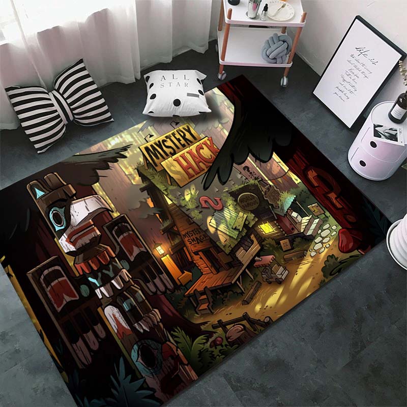 Gravity-Falls Cartoon Pattern Room Carpet Rug for Home Living Room Bedroom Sofa Decor Kids Play Area Rug Non-slip Floor Mat Gift