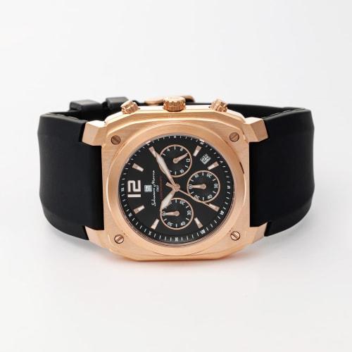 Salvatore Marra Men's Chronograph Business Analog Quartz Watch, Black with Cross, PGBK