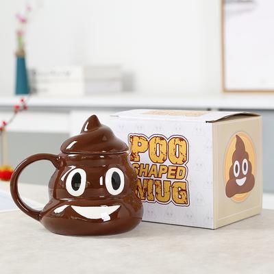 Tasse à eau en céramique créative et mignonne en forme de caca, amusante avec couvercle, cadeau de blague pour papa, dessin animé de caca