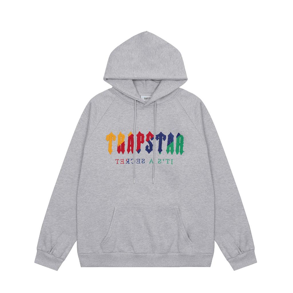 Trapstar Trendy Embroidered Hoodie Set: Unisex High Street Style with Plus Velvet Lining.