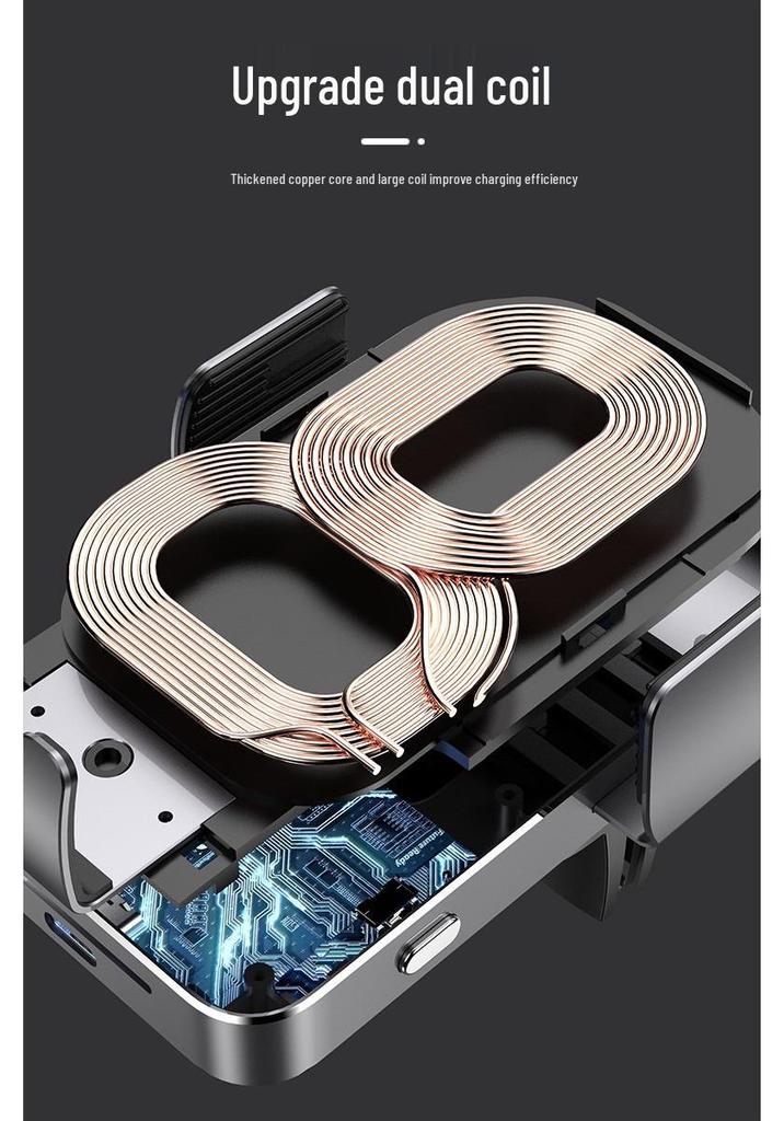 Kabelloses Dual-Coil-Autoladegerät & Navigations-Handyhalterung