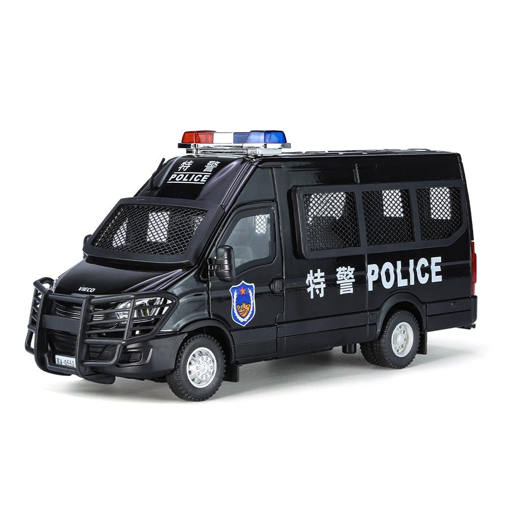 1:24 Kovový pancéřovaný model auta Diecasts Kovová hračka Policejní protiteroristické nevýbušné auto Modely vozidel Zvuk Světlo Dárky