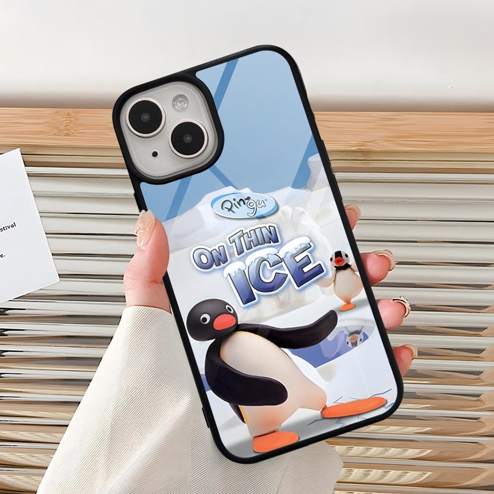Cartoon Pingu Penguin Phone Case For Iphone 16 Pro 15 Pro Max 14 12 11 13 Mini 8 7 Plus X Xs XR PC+TPU Design Cover