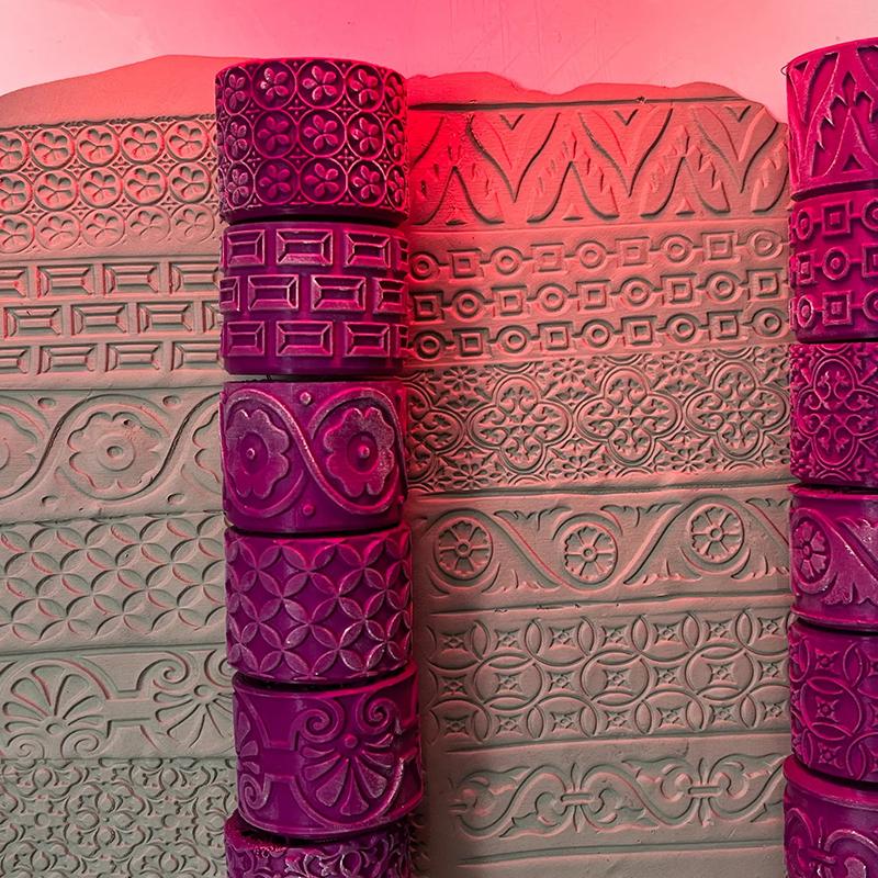 Renaissance-Stil Tonstempelrolle Keramiktextur Rad Pressform für Töpferprägung Künstlerisches Heimskulpturwerkzeug