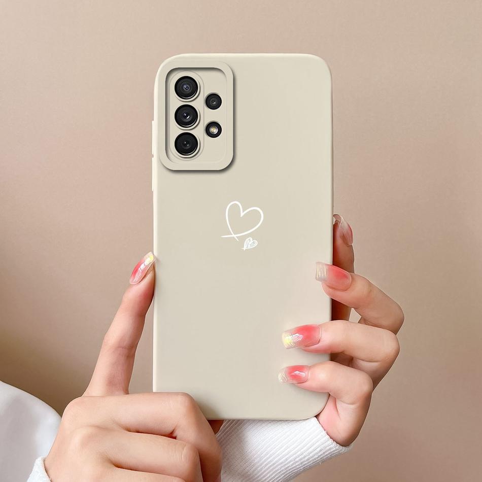 For Samsung Galaxy A72 Phone Case Love Heart Soft Liquid Silicone Camera Protection Back Cover For Samsung A 72 4G 5G Funda Capa