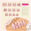 24Pcs White French Smudge Almond Press On Nails Y2K Gold Star Pink Heart Glossy False Nails