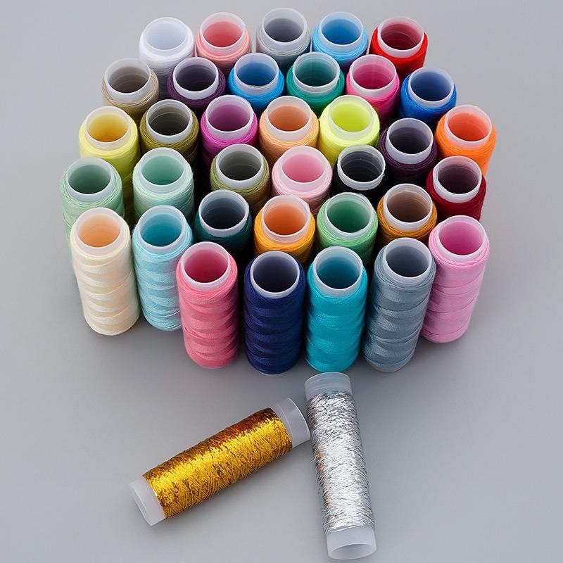 Box of 39 Colors Sewing Thread Handmade Small Spool Polyester 402 Thread 100m Small Spool Thread Set