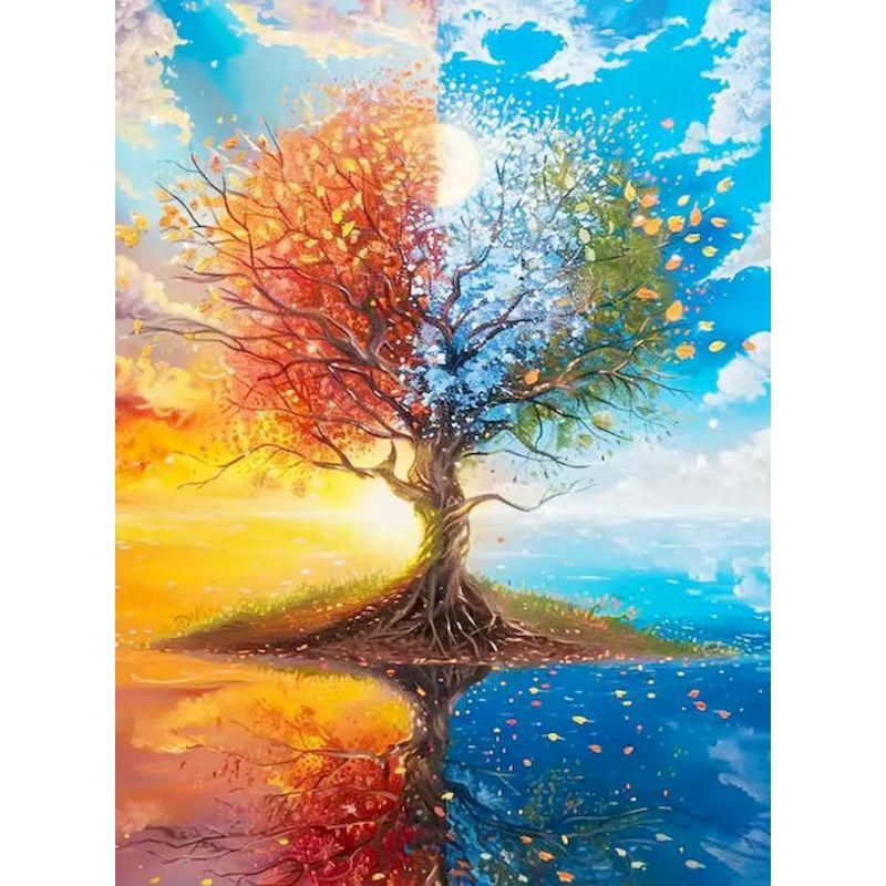 

GATYZTORY Painting By Numbers Landscape Drawing On Canvas HandPainted DIY Picture By Number Four Seasons Scenery Kits Home Decor 30x20cm no frame