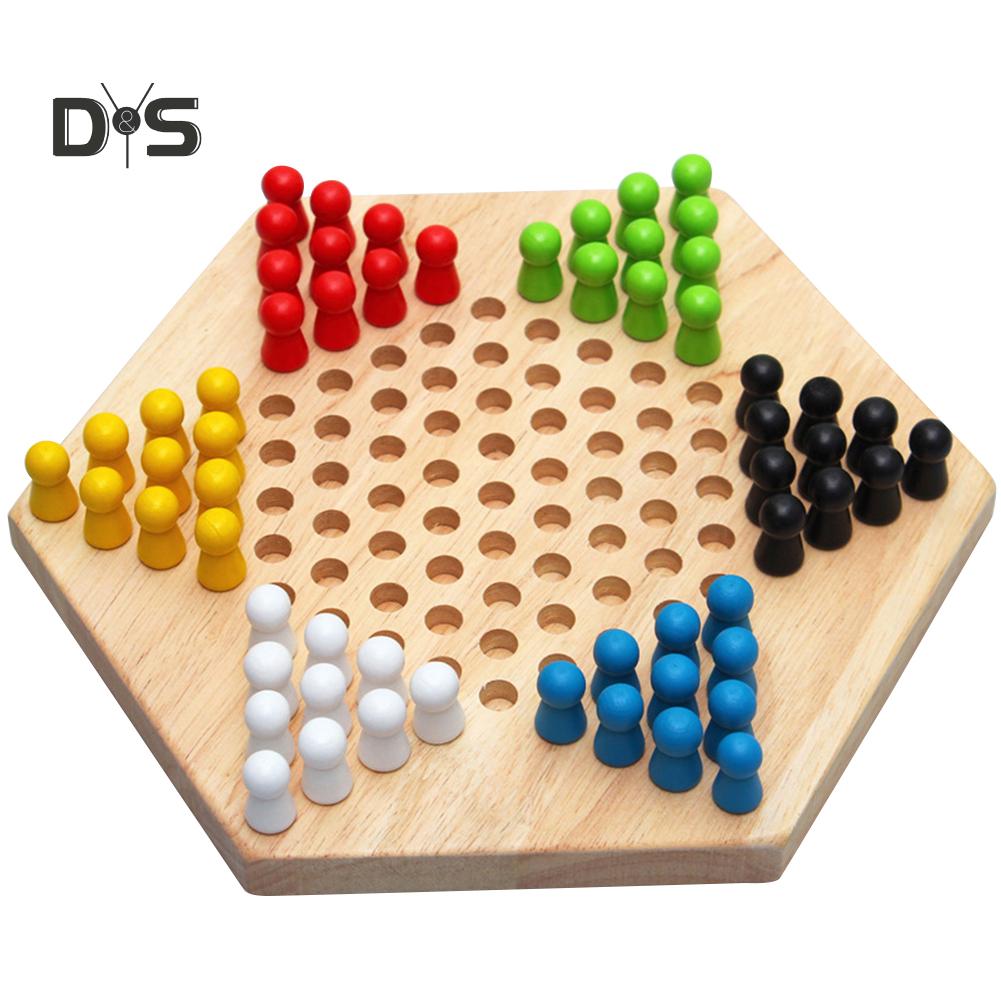 Wood Chinese Checkers Jumping Chess Board Game Children Kids Developmental Toy