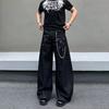 American Retro Metal Design Rock Ring Chain Loose Wide Leg Jeans Men's and Women's Versatile Scimitar Pants
