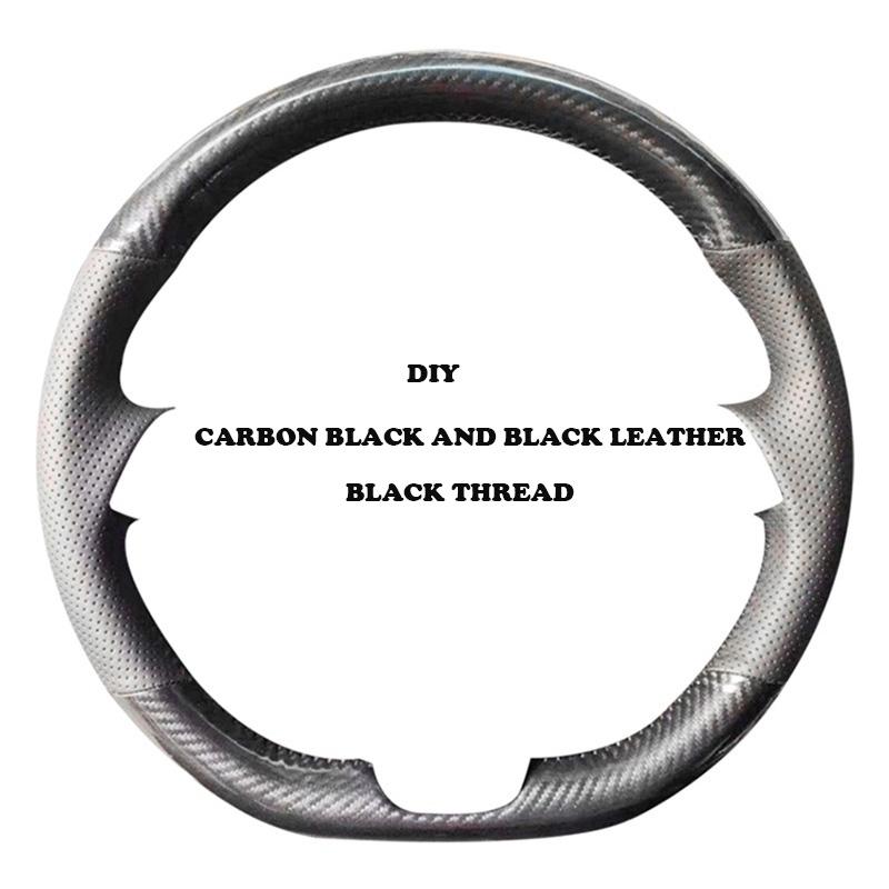 

For Hyundai I30 Elantra Touring 2009-2011 Customize Hand-stitched Fully Covered Black Leather Car Steering Wheel Cover Interior