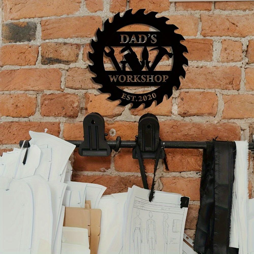 Exquisite Dad's Workshop Black Metal Decorative Plaque Tool Inspired Design Father's Day Wall Art Easy Install