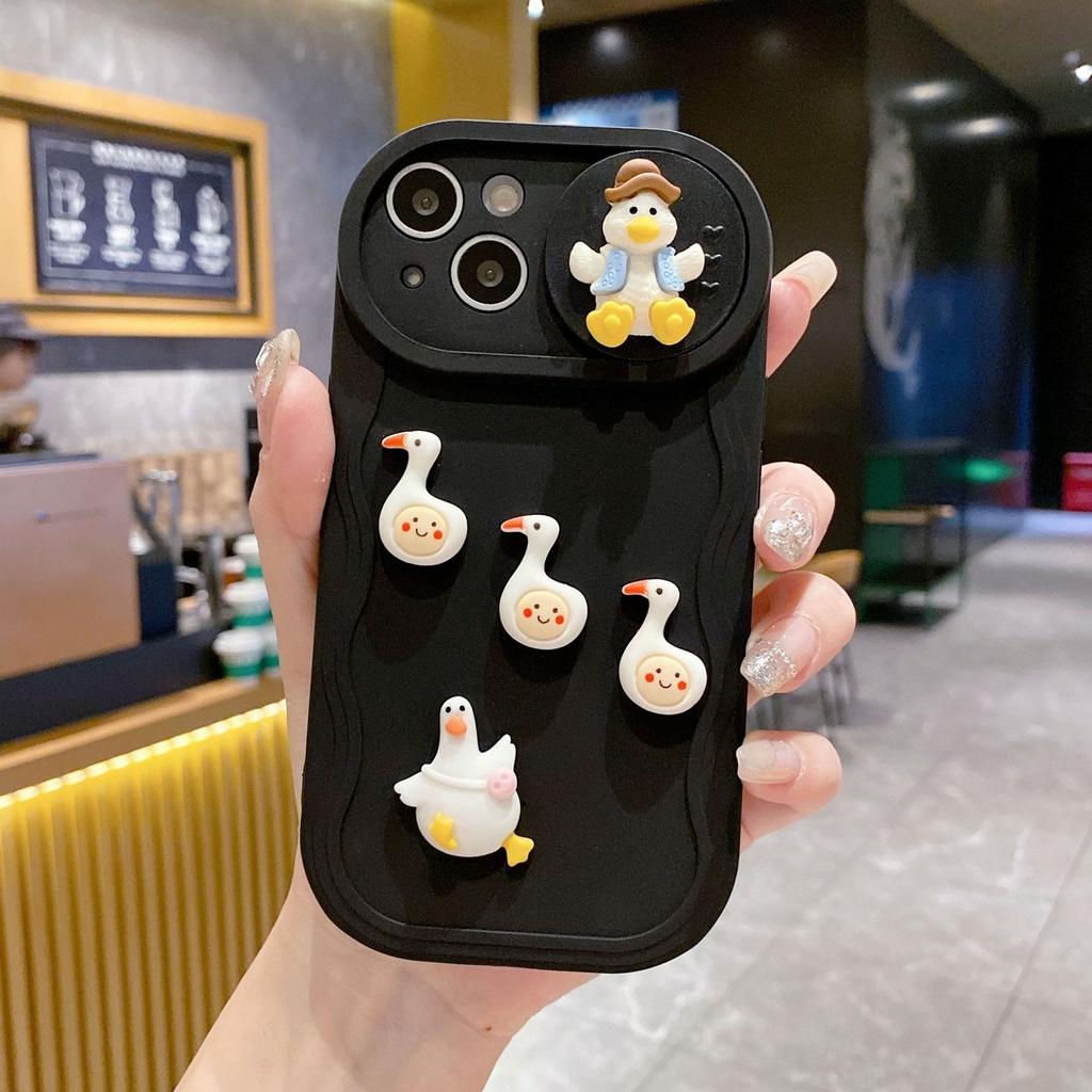 Wavy Push Windows Suitable for Apple 15 Sliding Windows DIY Duck Soft Shell IPhoneX/16 14 Soft Shell Mobile Phone Case