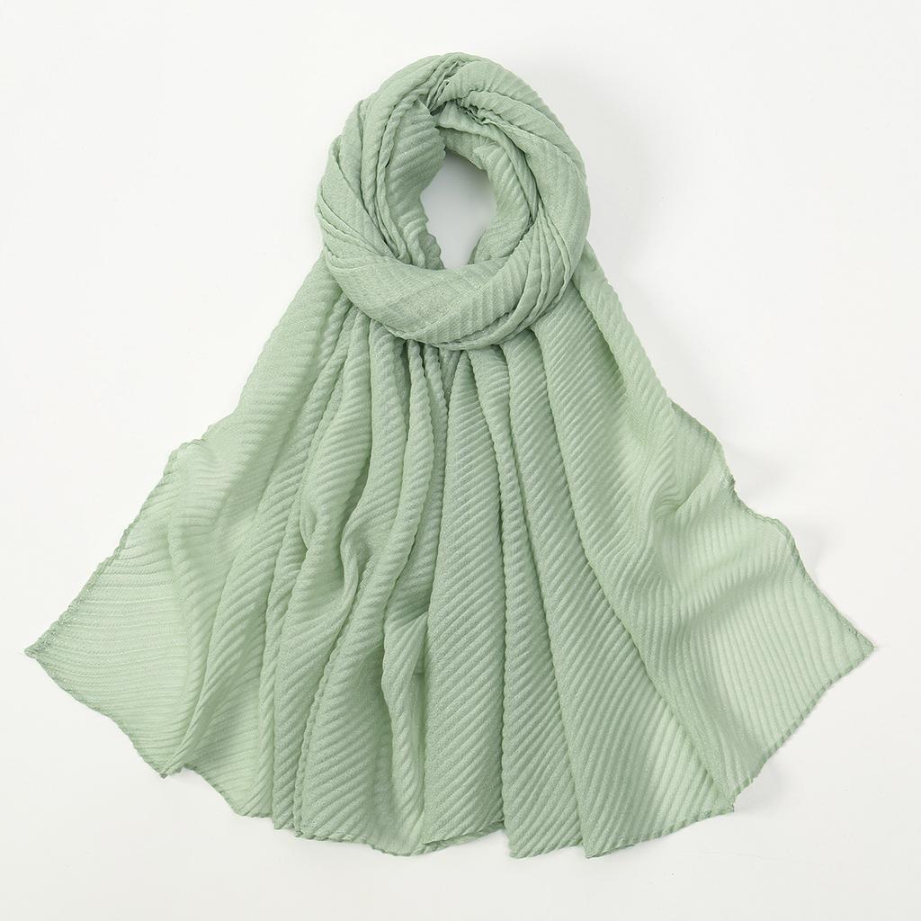 Big Size Pleated Shimmer Cotton Hijab Scarf For Women Muslim Long Shawls Solid Headscarf Wraps Islamic Headband Turban 180*90cm