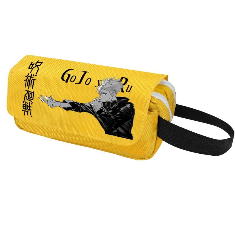 Anime Jujutsu Kaisen Pencil Case Double Zipper Large Capacity Canvas Stationery Organizer Students