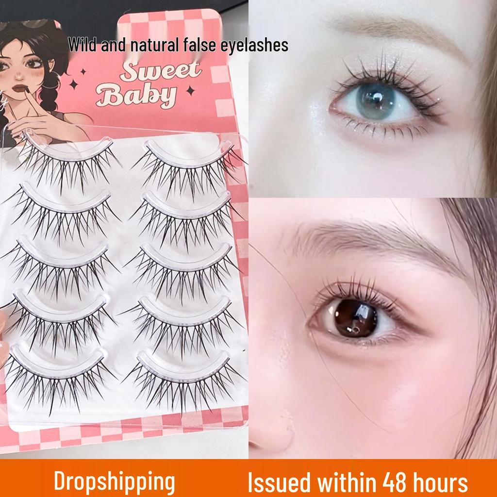 Dream Deer Fairy Manga Long Thin False Eyelashes - Cross-Section Mesh for Sweet, Enlarged Eyes