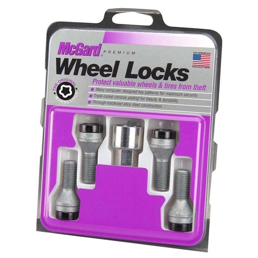 McGard 27178 Chrome/Black Bolt Style Cone Seat Wheel Lock, M12 x 1.5, Set of 4