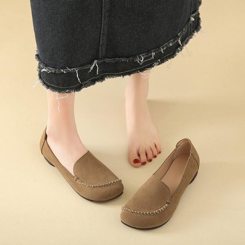

Fashion 2025 New Fashion Women s Flat Shoes Round Head Low Heel Light Flat One Step Shallow Mouth High-end Rubber Sole 35 хаки
