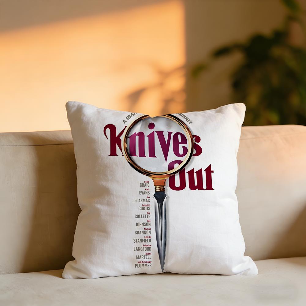 Knives Out Cushion Cover Cozy Velvet Throw PillowSoft Warm Cushion For Sofa  Bed