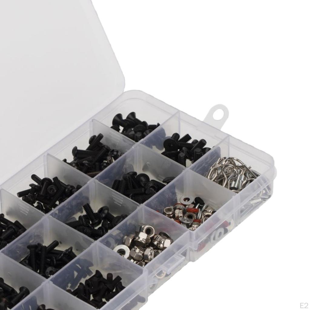 Metal M3 Screws Nuts Pins Kit with Storage Box Fits 1/8 1/12 RC Car