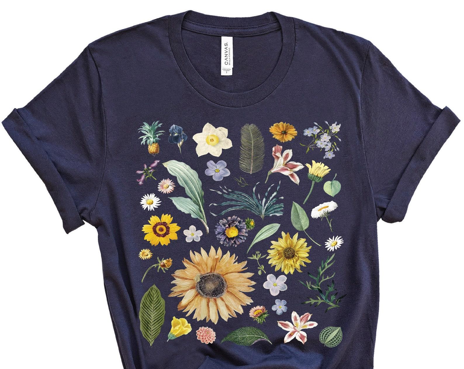 Botanical Shirt, Vintage Botanical, Botanical Print, Vintage T-shirt, Vintage Floral, Graphic Tee, Wildflower, Flower, Fall Tee, Plant Chart M