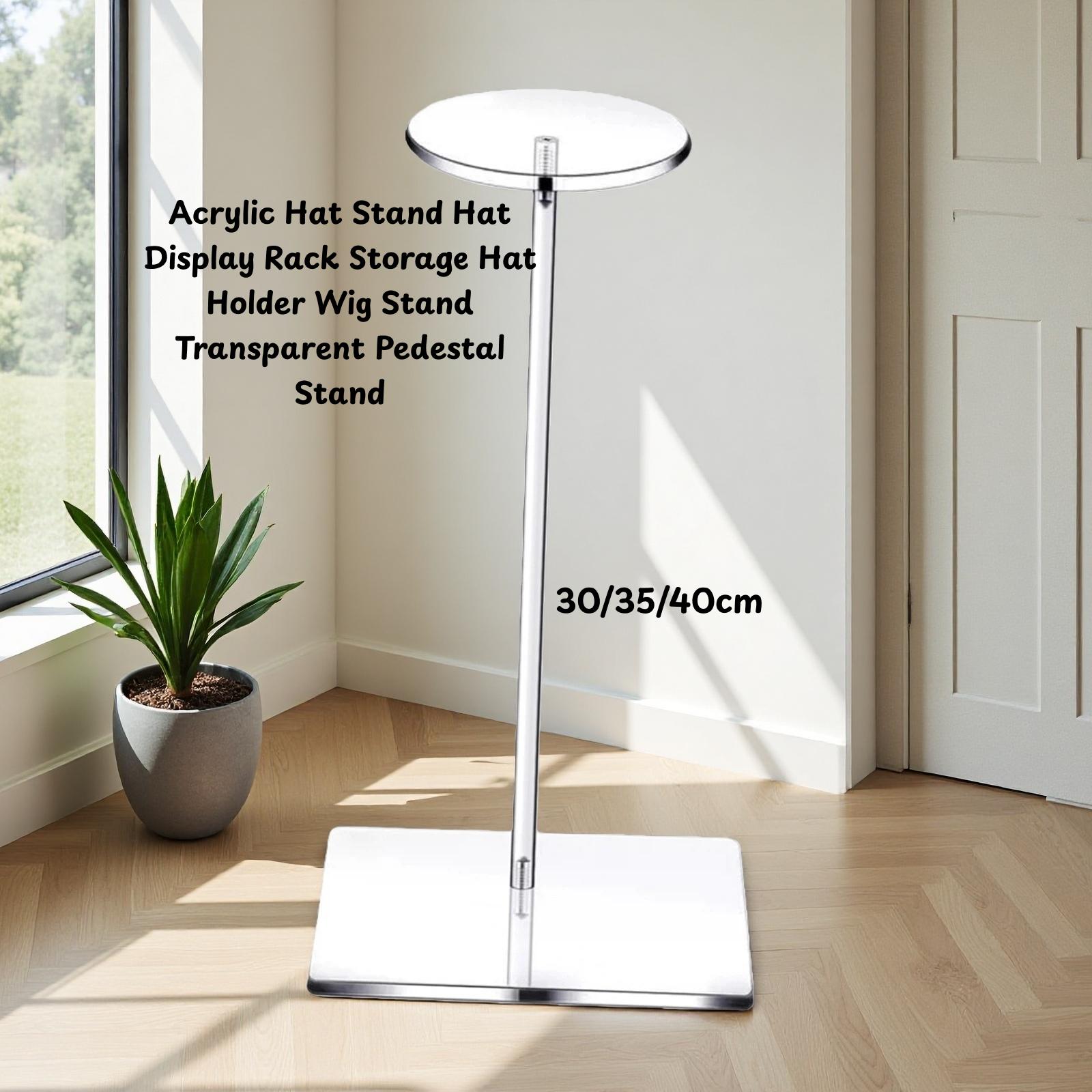 

Acrylic Hat Stand Hat Display Rack Storage Hat Holder Wig Stand Transparent Pedestal Stand for Cowboy Hat Wig Toupee Hat Retail Round Base 30cm