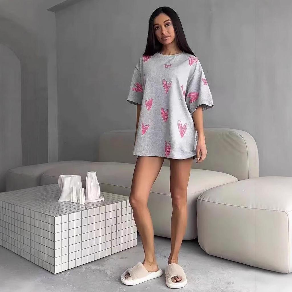 American Retro 100% Cotton Heart Embroidery T-Shirt