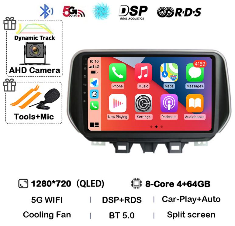 Android 14 Carplay Auto WIFI+4G For Hyundai Tucson IX35 2018 2019 2020 Car Radio Stereo Multimedia Player GPS BT 360 Camera DSP