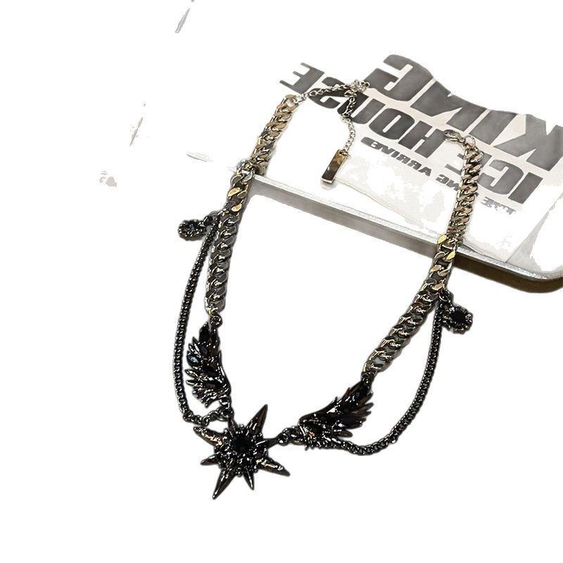 Dark Style Wing Star Y2k Hip Hop Niche Design Unisex Clavicle Necklace