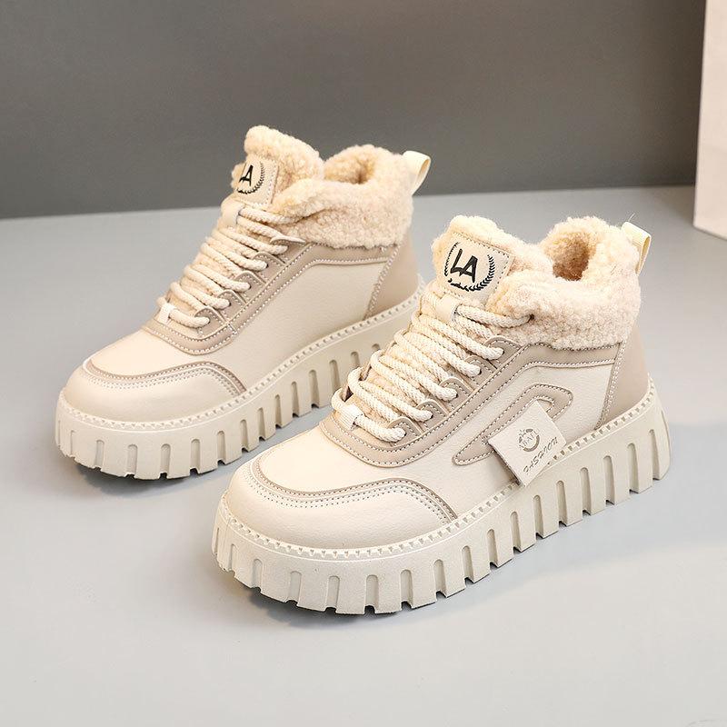 ZY12265 New Autumn and Winter Muffin Thick-soled Warm Women's Shoes with Velvet and Snow Cotton To Increase Height and Wear Resistance