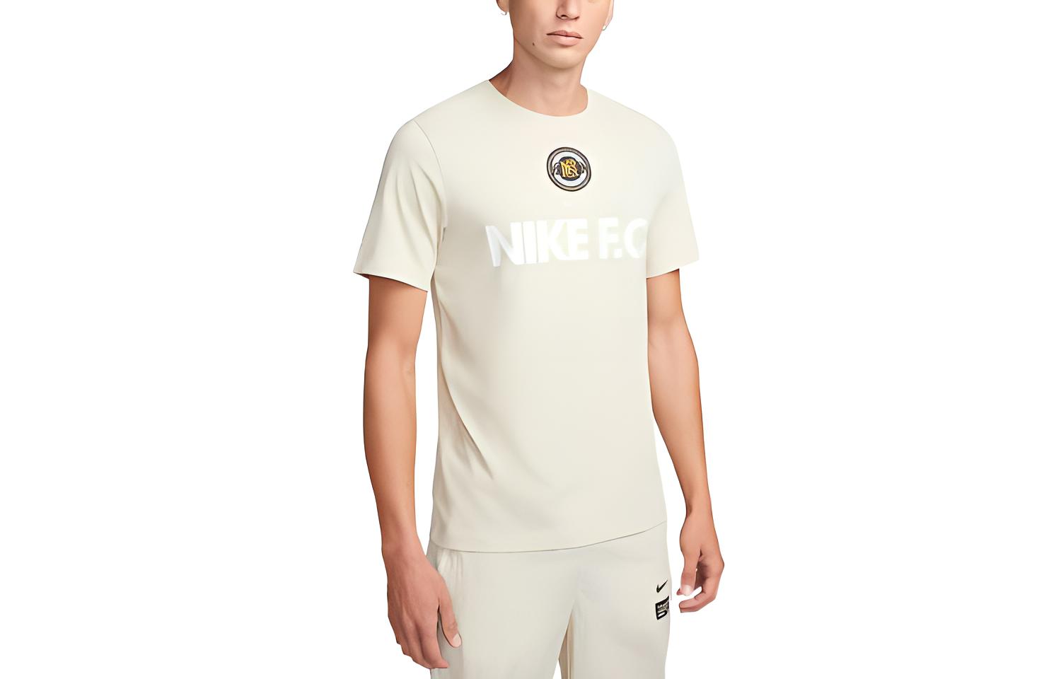 Nike T Shirts Men s Ivory Crew Neck Moderate Straight Fit DV9319-206 M