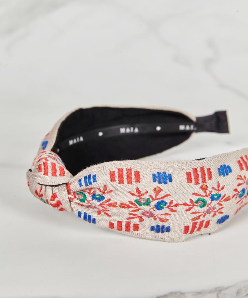 Maia Garden Jacquard Hairband - Knot Type Beige Pink