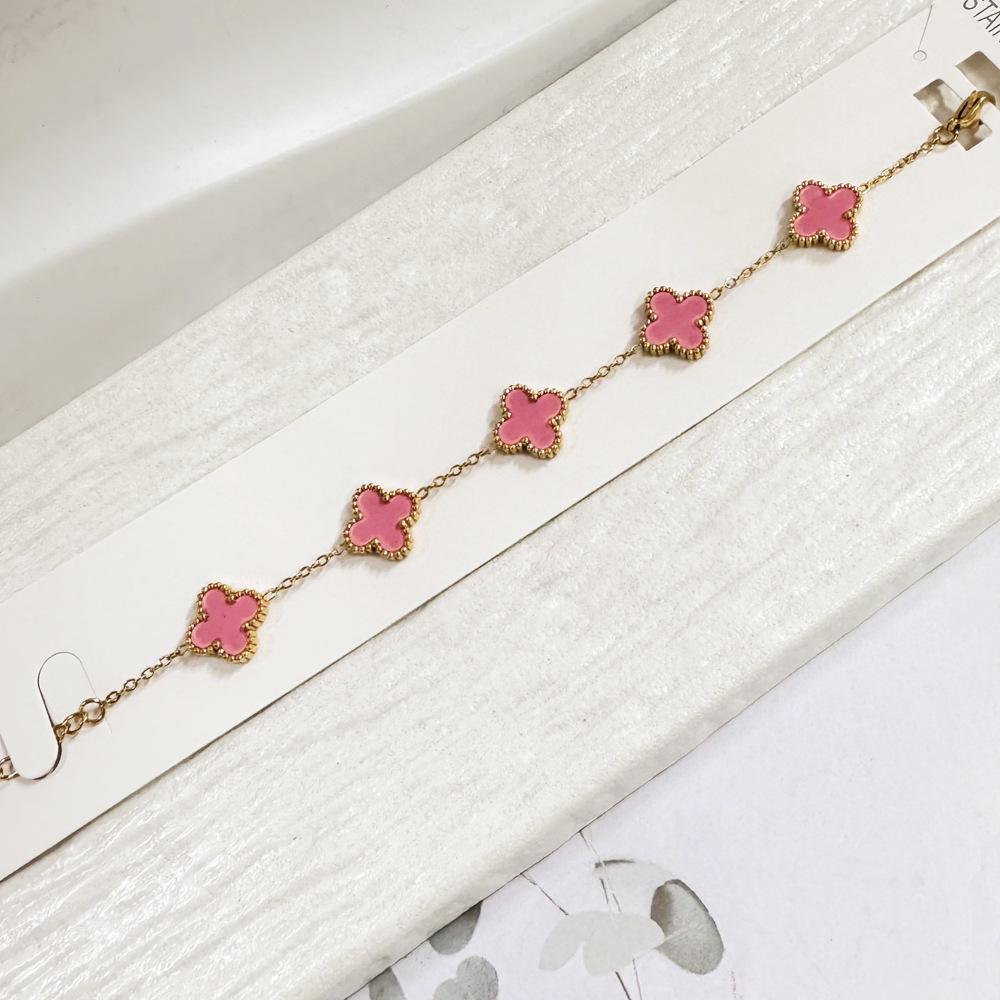 13mm Non-Fading Stainless Steel Four-Leaf Clover Bracelet for Women - Fresh Style