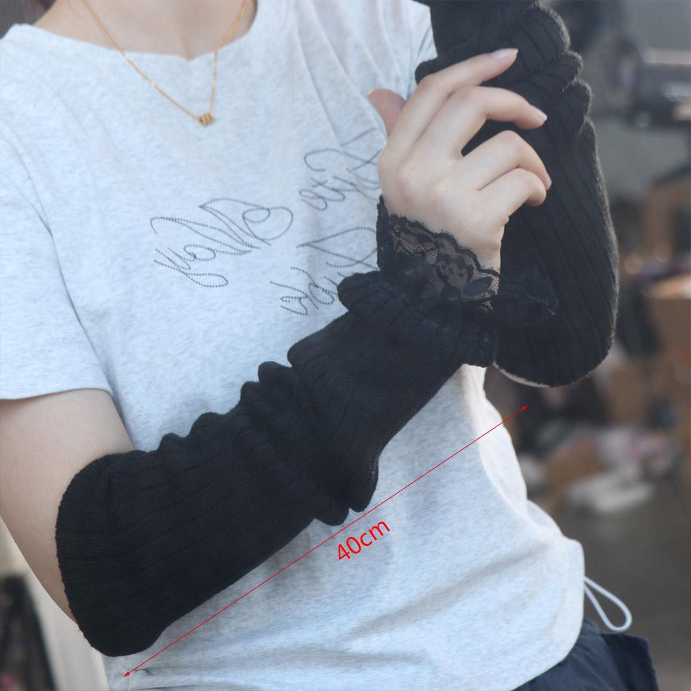 Gothic JK Lolita Arm Sleeves Japanese Style Knitted Gloves Fashion Y2K Lace Oversleeve  Ladys
