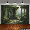 2D Gothic Stone Ruins Ivy Backdrop Enchanted Forest Photography Background