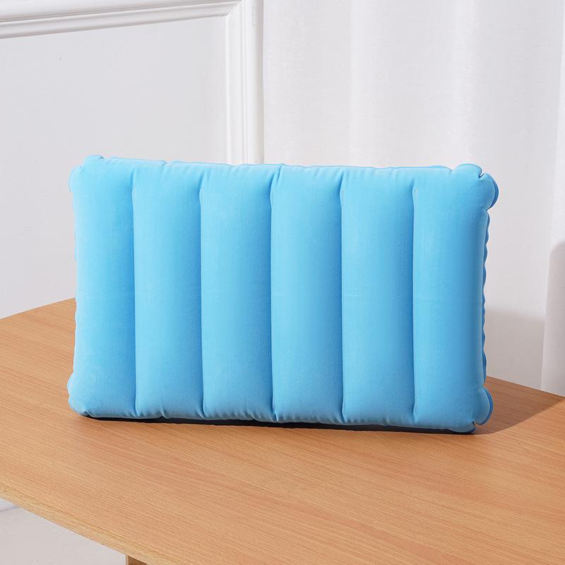 Inflatable Pillow Ultra Soft Flocked PVC Ergonomic Neck Support Foldable for Airplane Travel Camping Hiking